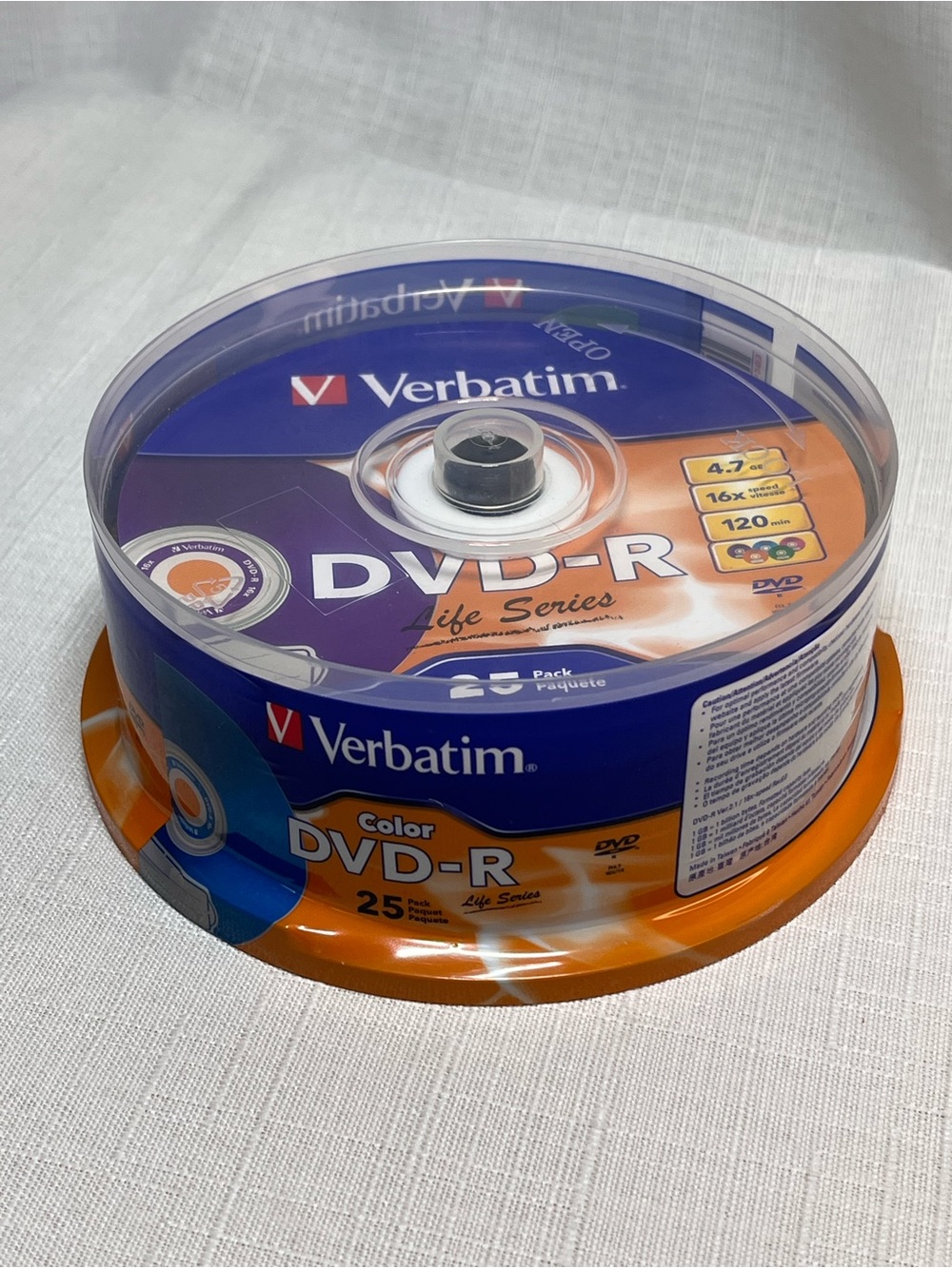 Verbatim Color DVD-R 25 Pack 4.7GB 16X Blank Recordable Discs Sealed NEW